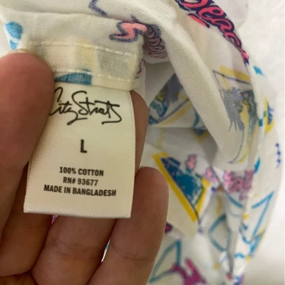 City Streets Beach Bum Button Down Shirt Size Large 80s Retro - Picture 4 of 10